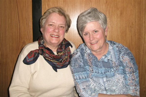 Photo of Tarrel Tingley Armstrong and Linda Fuller Grace at mini-reunion, September 28, 2009