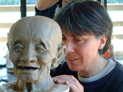 Photo of Veronica Hess sculpting clay number 2