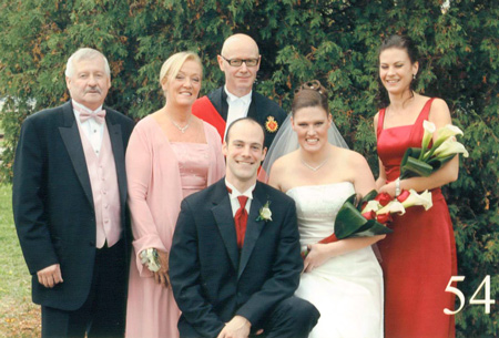 Photo of Carolyn Nordheimer James and family at daughter's wedding, October 2007